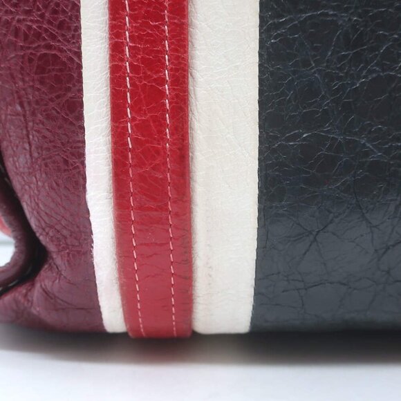 Balenciaga Bazar S Shopper Tote Red/Multi Striped Leather Crossbody Bag - Picture 8 of 15